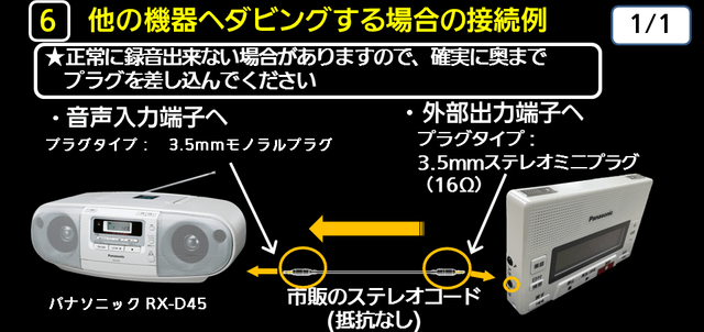 ６　他の機器へダビングする場合の接続例　下に解説テキストがあります。