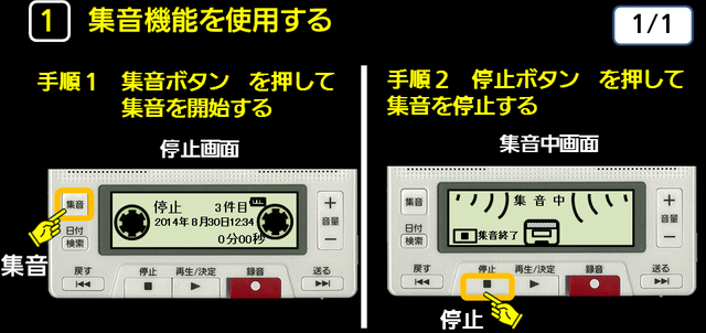 １ 集おん機能を使用する　下に解説テキストがあります。