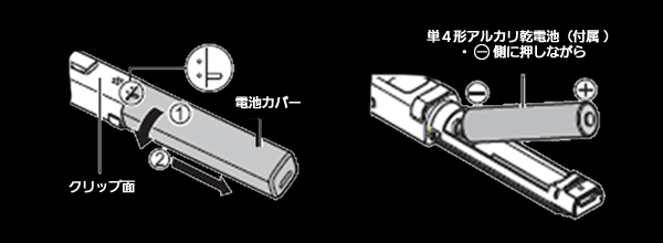 乾電池を入れる方法図解