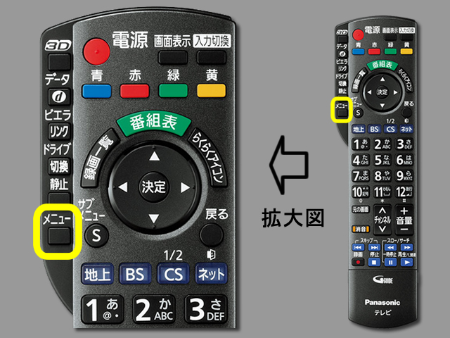 手順②　メニューボタン