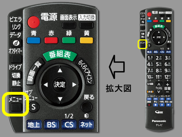 手順②　メニューボタン