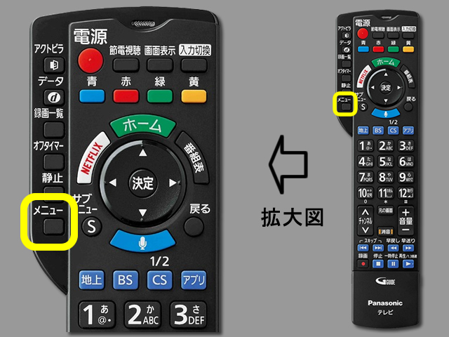 手順②　メニューボタン