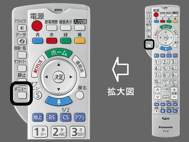 手順②　メニューボタン