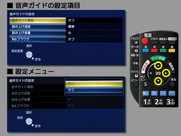 手順⑤　音声ガイド機能の設定の画像