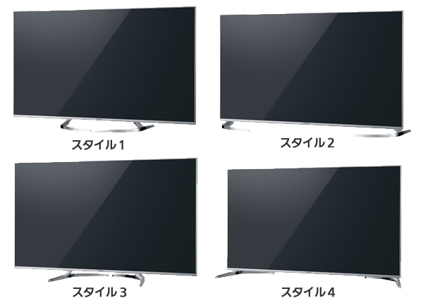５８v型と５０ｖ型のテレビのスタンドスタイルを紹介した画像です。